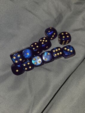 ​✨ Metallic Blue & Purple Pearlescent D6 Dice Set (12 Piece) - NWOT